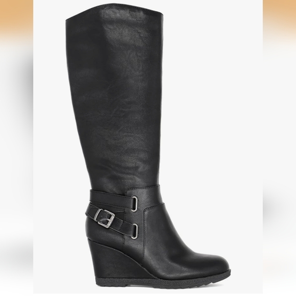 American Rag Shoes - American Rag Women's Kyle Black Round Toe Wedge Boot, Size 6.5M